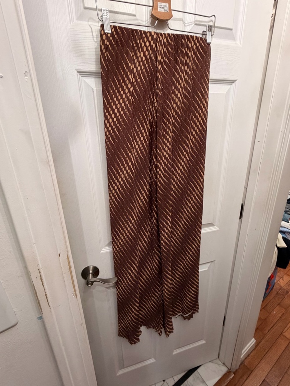Urban Outfitters Brown and Cream Patterned see through wide-leg pants - Picture 3 of 6